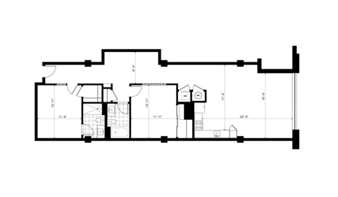 Floor plan for 2 beds, 2 baths, 1380 sqft
